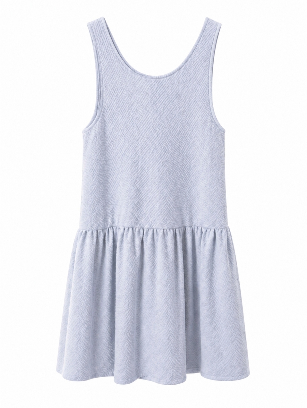 Free People Easy Street Textured Mini Dress S Blue Gray Sleeveless Babydoll Boho - Picture 2 of 12